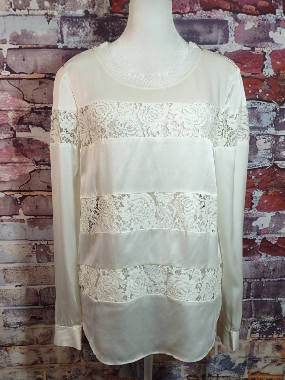 Rebecca Taylor Silk Satin/Lace Blouse